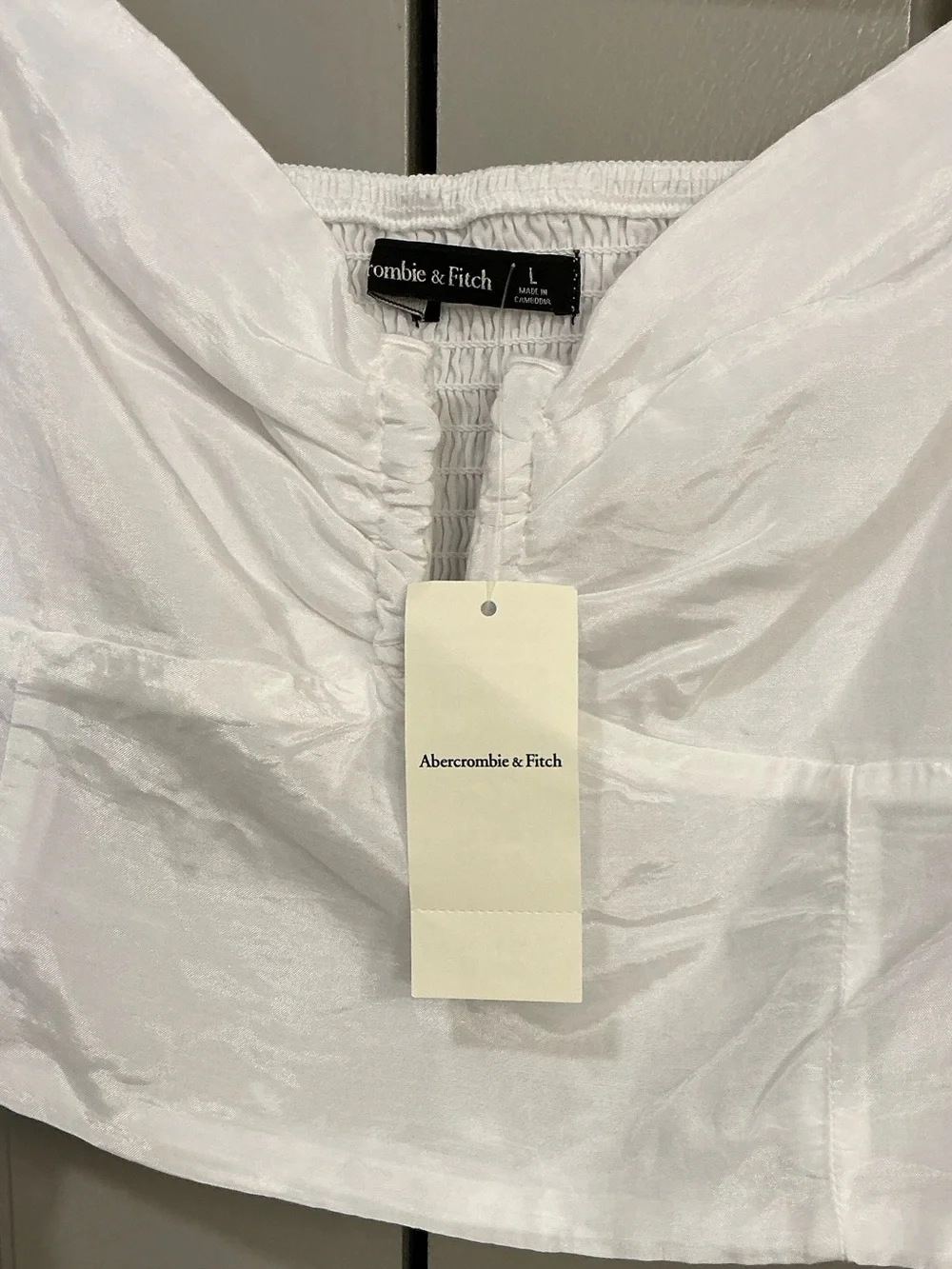 Abercrombie & Fitch Drama Puff Sleeve Sweetheart Top NWT Size Large White